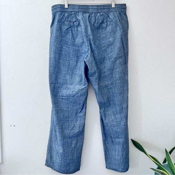 LANE BRYANT 100% Cotton Wide Leg Elastic Waist Chambray Pull-on Casual Pants 14 - Picture 4 of 9